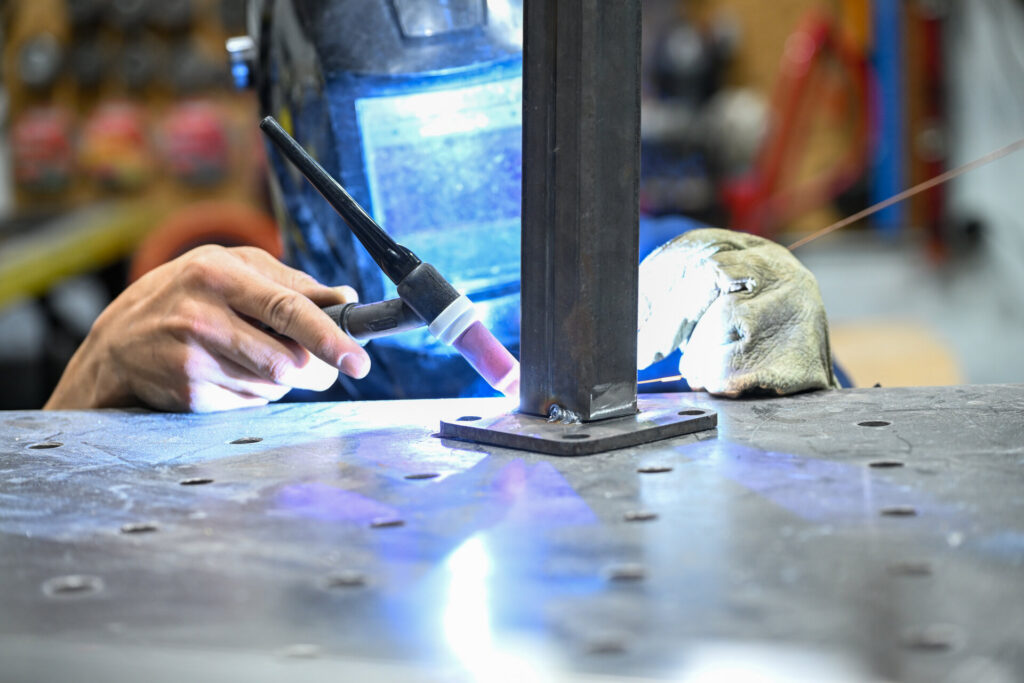 TIG welding structural steel for decorative metal railing in Miami — Thor Metal Art